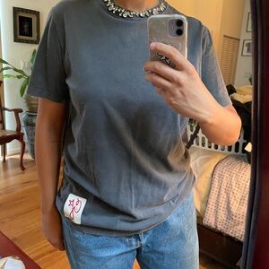 Golden Goose Jeweled Crewneck Tee in Charcoal